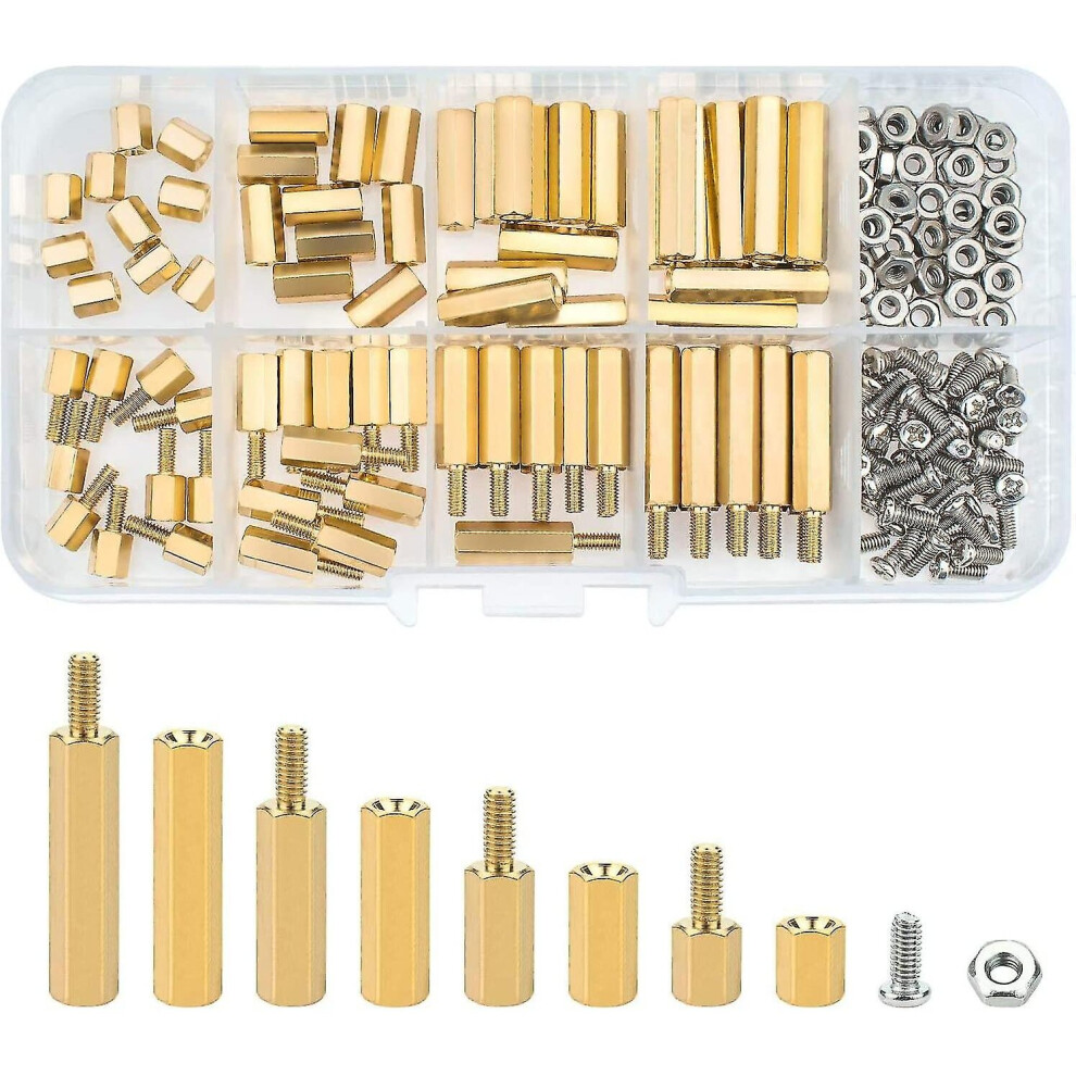 M3 Brass Standoff,Pcb Standoff,Threaded Male-Female Hex Copper Bolts Assortment Kit For Pcb Motherboard-120 Pieces 9468842064733