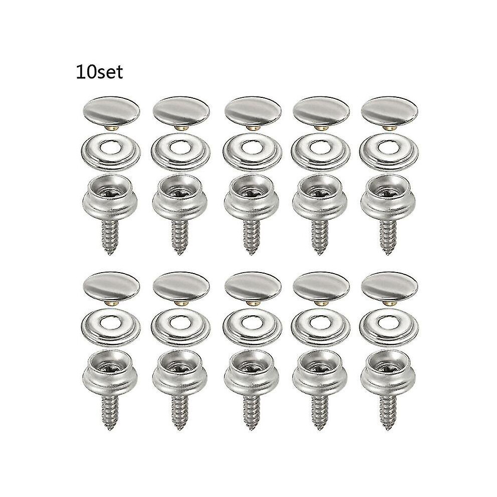 10 Sets Stainless Steel Snap Fastener Marine Yacht Boat Canvas Cover Tool Button
