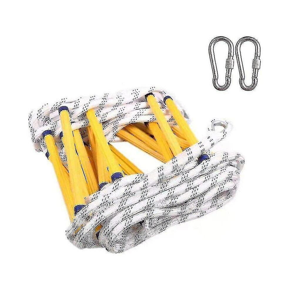 Fire Escape Rope Ladder Flame Resistant Fire Safety Ladder With 2 Carabiners - -