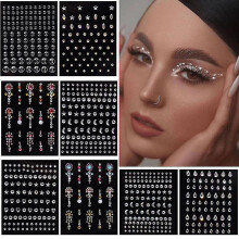 9 Sheets Eye Body Face Gems Jewels Rhinestone Stickers Self Adhesive Crystal Rainbow Makeup Diamonds Face Stick Gems For Women Festival Accessory And