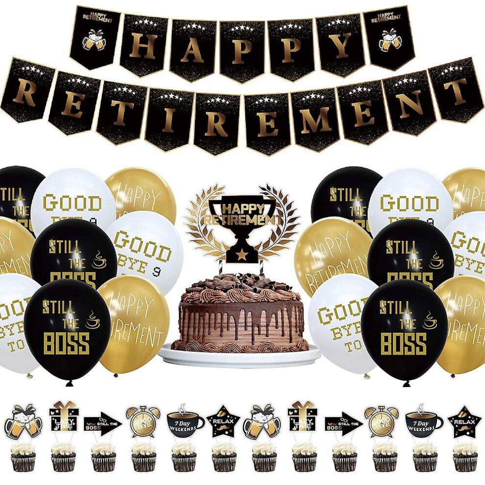 Retirement Party Theme Pulling Flag Emulsion Balloons Package Party Decoration