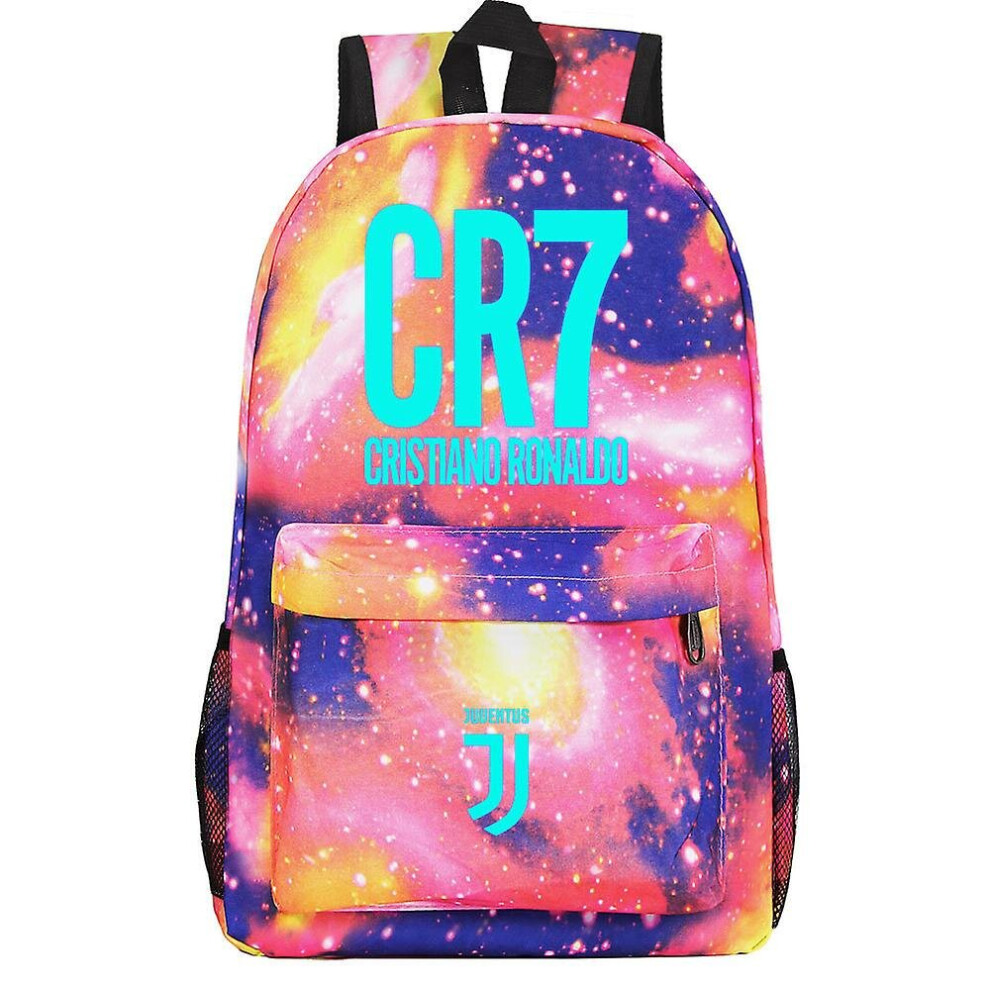 Blue Luminous Surrounding Football Ronaldo Teenagers Schoolbag: Stylish Unisex Casual Backpack