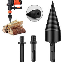 Log Splitter, Tapered Drill Bit, 42mm Wood Splitting Drill Bit, Durable Splitting Screw Cone Wood Chipper Tool With 3 Drill Handles, Square/round/hexa - Refurbished