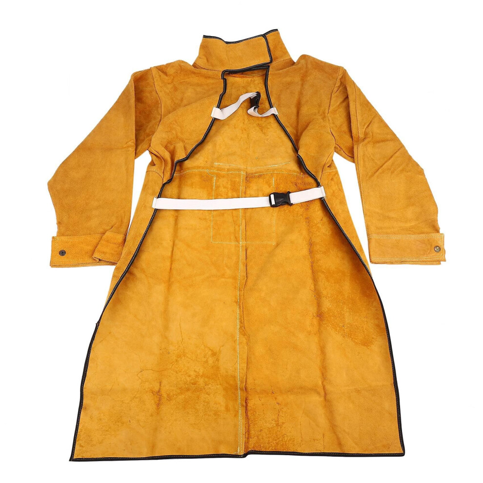 120cm Welding Apron Retardant Long Sleeve Welder Protective Clothing Split Leather Fire-resistant