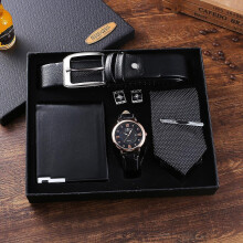 5pcs/set Men's Gift Sets Leather Bifold Wallets Wallets Belts Sunglasses Watches Tie Gifts