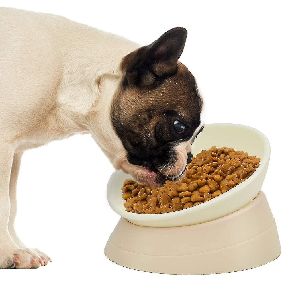 Bulldog Food Bowl, Slanted Tilted Pug Food Water Bowl Non Slip Pet Feeder For Frenchie, Shih Tzu, Flat Faced Dogs, Cat