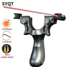 (set 2) New Laser Aiming Sling Shot Set Outdoor Hunting Catapult With Flat Rubber Band Outdoor High Precision Shooting