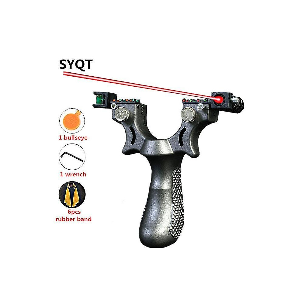 (Set 2) New Laser Aiming Sling Shot Set Outdoor Hunting Catapult With Flat Rubber Band Outdoor High Precision Shooting Red