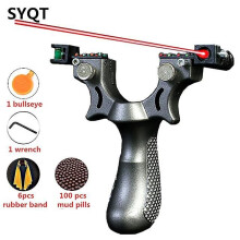 (set 3) New Laser Aiming Sling Shot Set Outdoor Hunting Catapult With Flat Rubber Band Outdoor High Precision Shooting