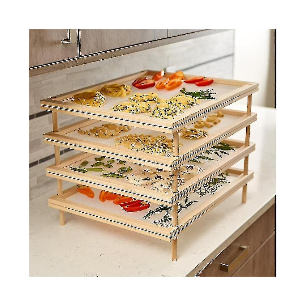 Rion Wooden Pasta Herb Drying Racks Multipurpose 2-tier Food-dryer Holder Practical