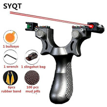 (set 4) New Laser Aiming Sling Shot Set Outdoor Hunting Catapult With Flat Rubber Band Outdoor High Precision Shooting