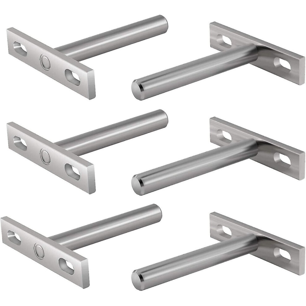 6 Pieces Metal Brackets For Floating Shelf, 3 Inch Hidden Fixings Support Floating Shelf Hidden Bracket For Wall Mount 9468842818978