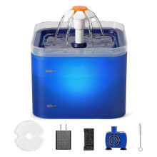 Cat Water Fountain with LED Light, 67 oz / 2.0 L, Ultra-Quiet Automatic Fountain with Filter, BPA-Free
