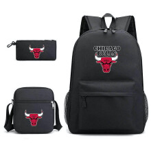 3-Piece Basketball Star School Bag Set - Chicago Bulls Themed Backpack, Messenger Bag & Pencil Bag