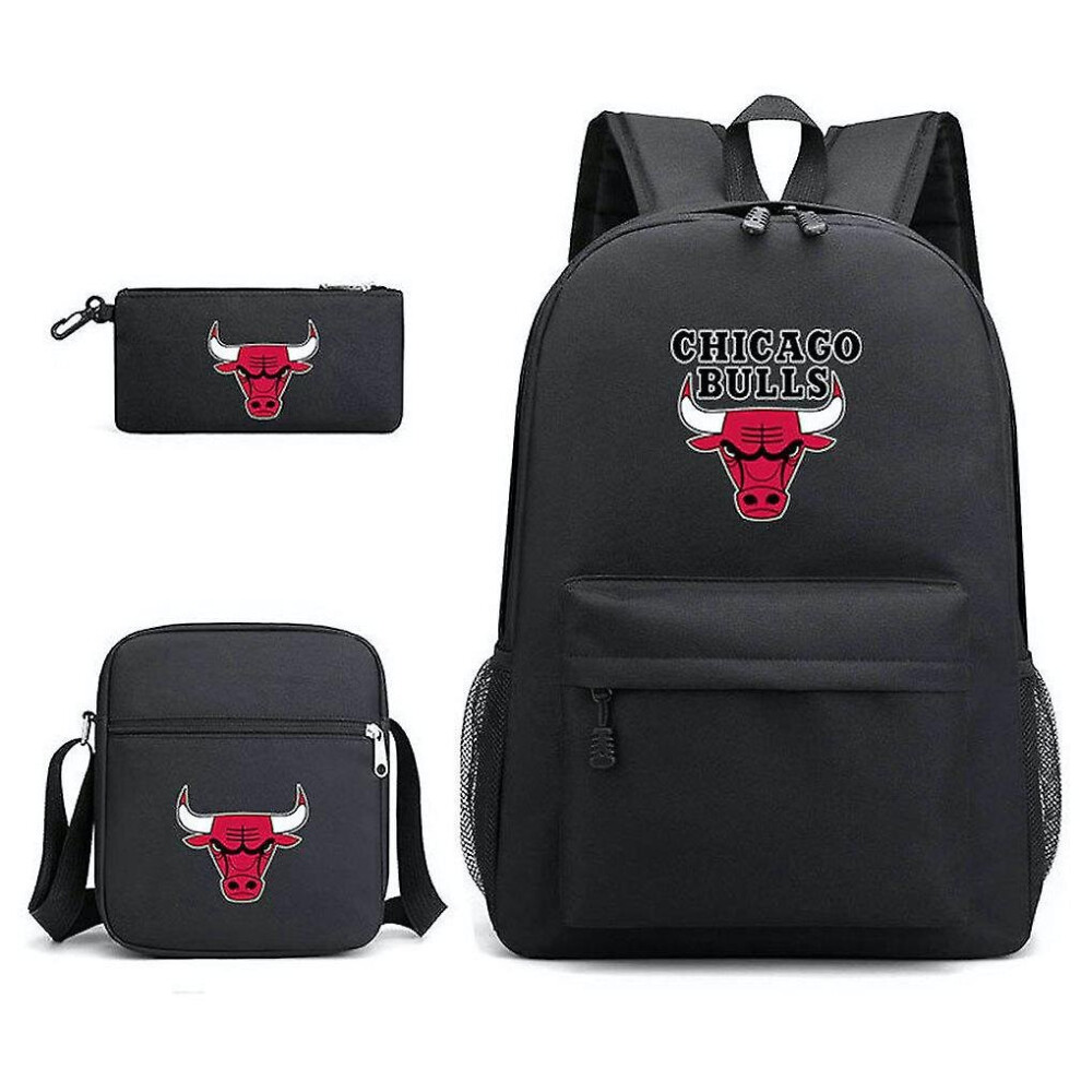 3pcs/set Basketball Star School Bag The Team Of Chicago Bulls Satchel Backpack With Pencil Bag Messenger Bag