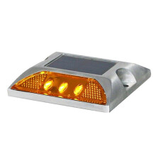 6led Solar Spike Small Square Two-sided Warning Lamp Highway Municipal Road Junction Cat Rye Reflector Solar Road Stud Yellow