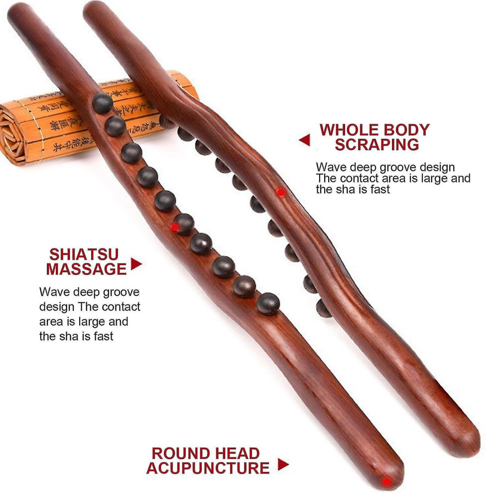 Wooden Massage Stick Body Scraping Massager Spa Therapy Massage Tool For Fat,muscle Relaxation