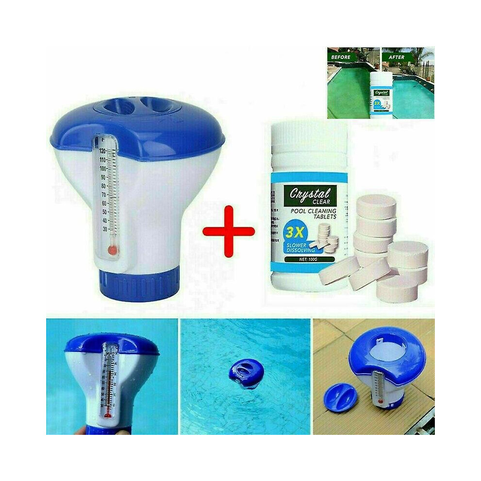 100g Tablets Pool Cleaning Tablet Floating Chlorine Hot Tub Chemical Dispenser