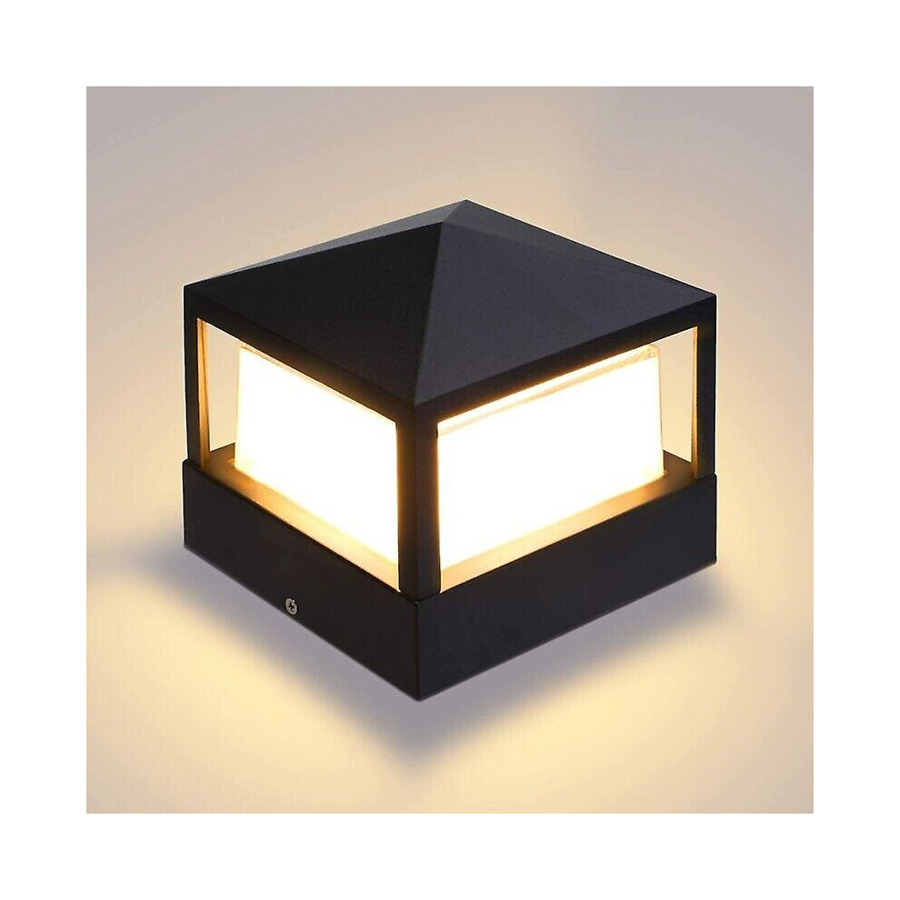 Post Light Lamp Pillar Gate Lamp Outdoor Light Column Lamp Villa Ip65 Waterproof Aluminum Garden Landscape Lawn Gate Fence Entrance Light, Warm White