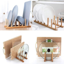 Pot Rack, Dish Holder, 3-layer Cutting Board Rack, Pot Lid Organizer, Wooden Dish Drainer, Pot Lid Holder, For Dish[5 Compartimentos 23 Cm]