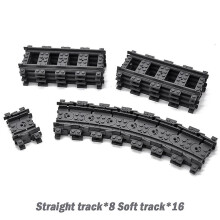 City Trains Flexible Tracks Forked Straight Curved Rails Switch Building Block Bricks High Tech Creative Toys For Kid