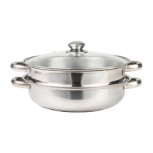Stainless Steel Steamer Pot For Cooking 2-tier Steaming Pot With Ear For Dumplings Vegetables Dishes