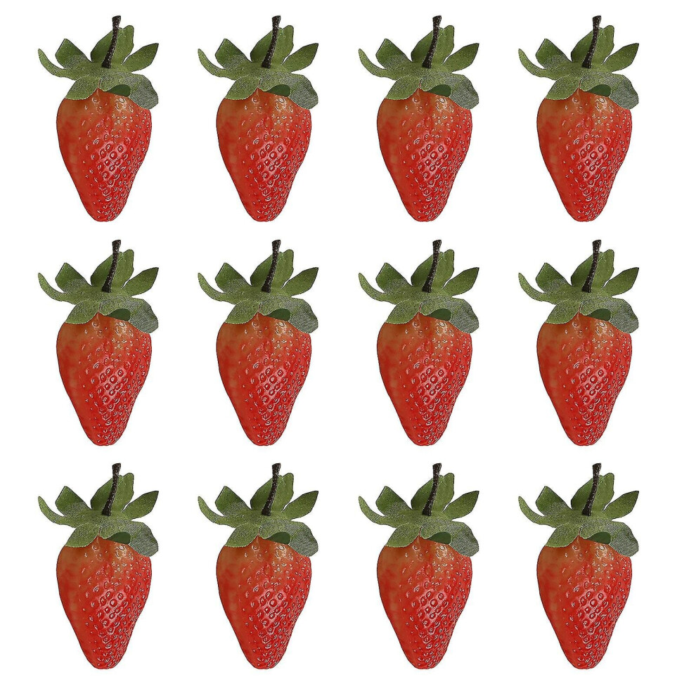 Lifelike Fruit Home Kitchen Cabinet Party Ornament Strawberry Food Model Gift Photography Prop Red Plastic Strawberries