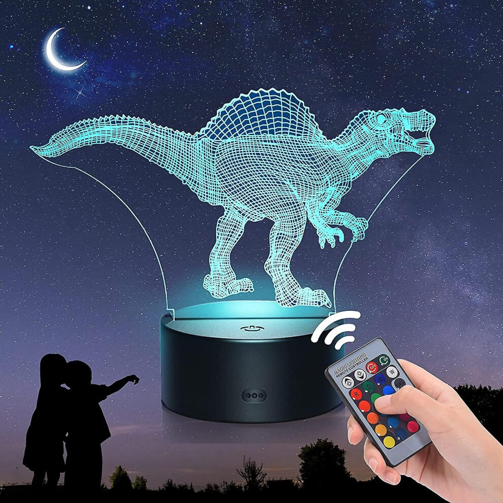 Night Light For Kids, 16 Colors 3d Spinosaurus Night Light