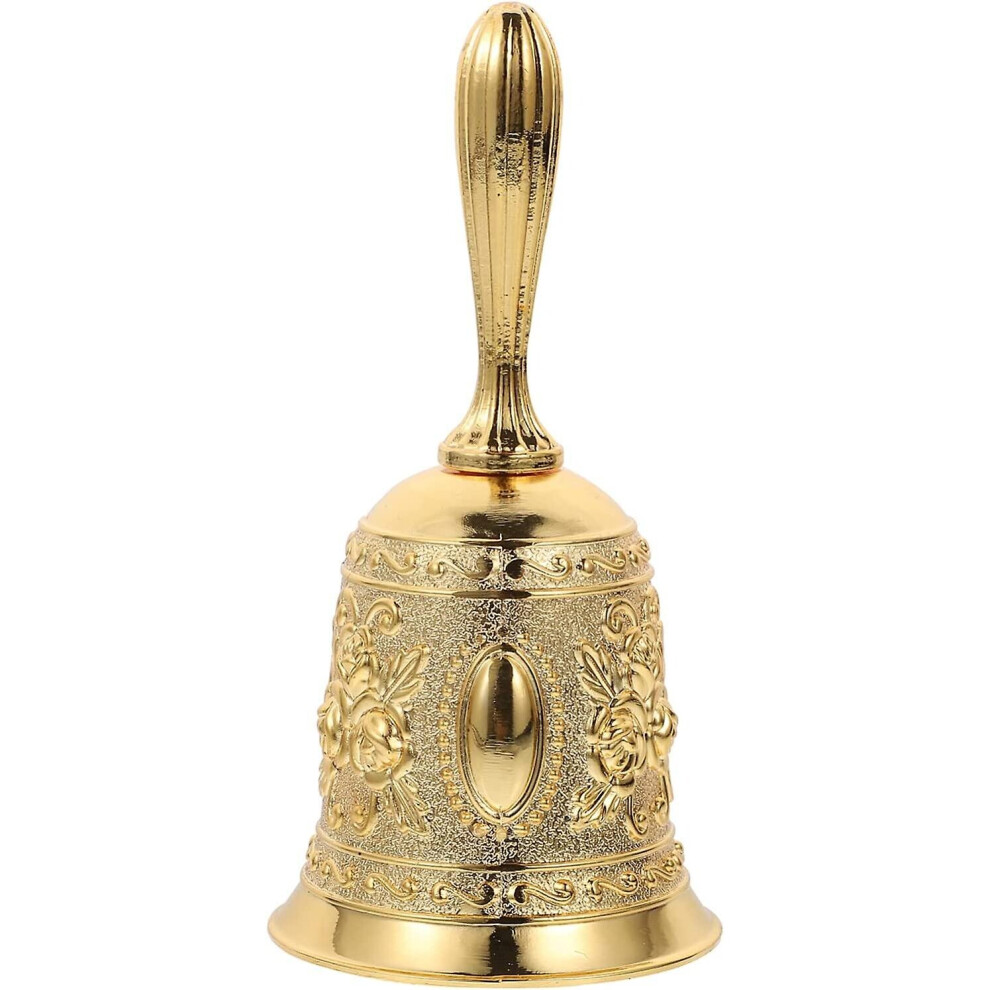 ,vintage Hand Bell Antique Embossed Call Bell Zinc Alloy Temple Bell For School Reception Wedding Dinner Hotel Service Meditation Pray Pe
