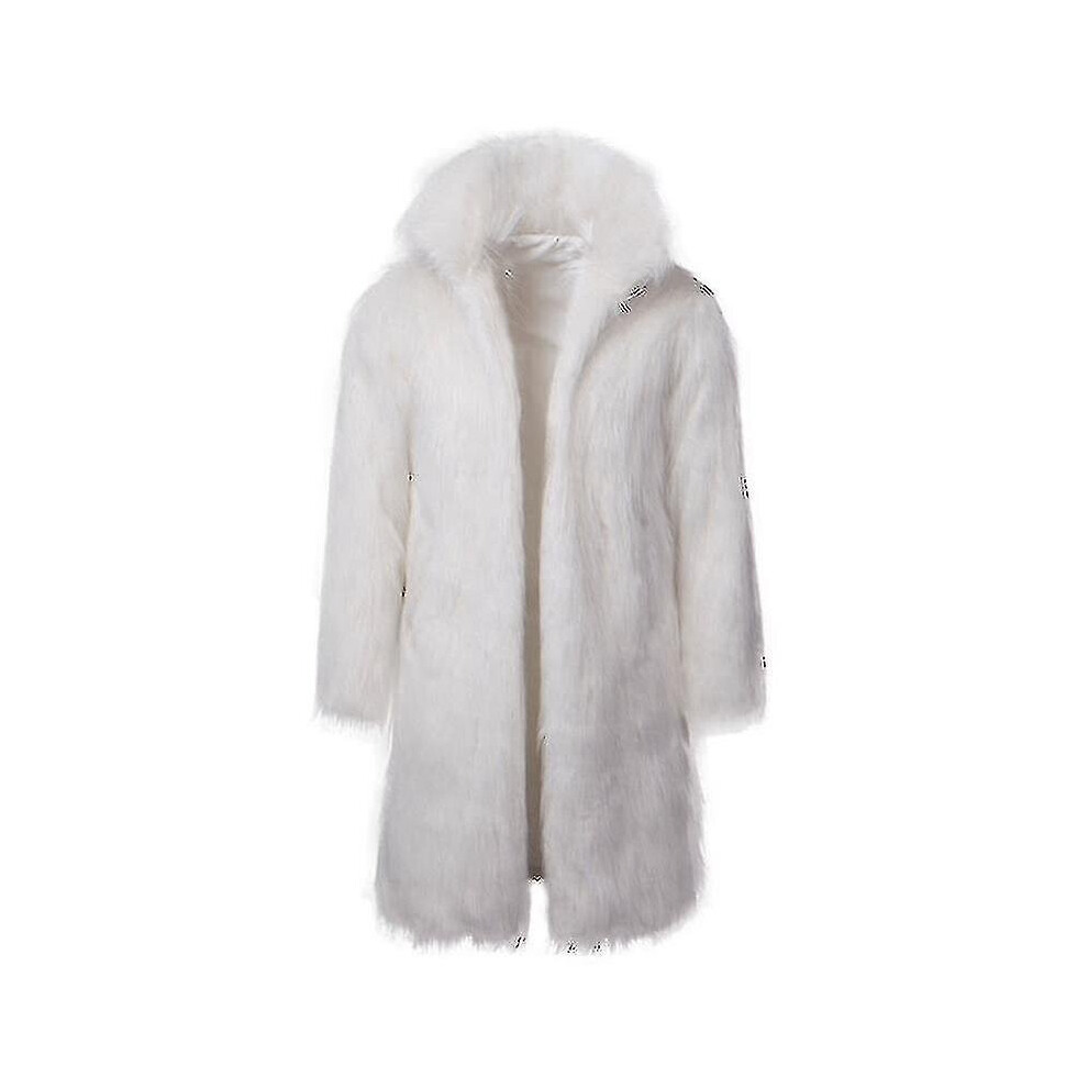 New Men's Long Faux Fur Coat Winter Stand Collar Jacket Outerwear Overcoat
