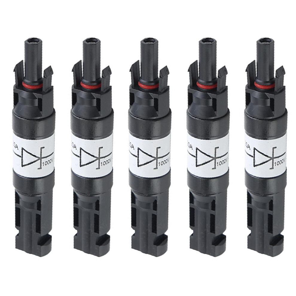 5pcs Solar Connector With Diode Waterproof Pv Connector Dc1000v 20a Ip67 Ppo Male Female Connector