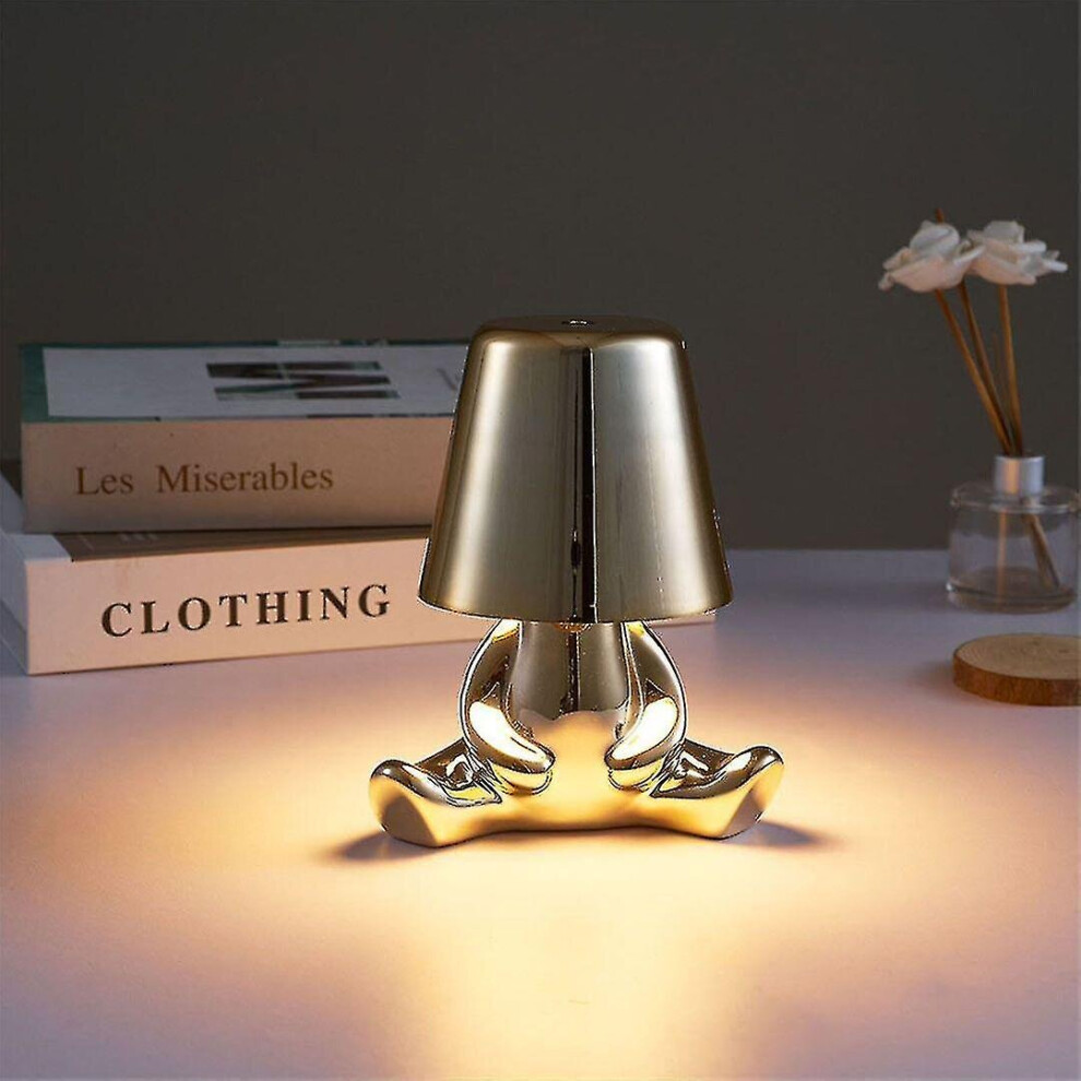 (gold, F) Bedside Touch Table Lamp, Gold Thinker Lamp Desk Light Cordless Rechargeable Portable Decorative Nightstand Lamp With Usb Charging-image-OPC-PCH72KP-NEW