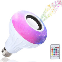 Led Rgb Bulb Light Smart Bluetooth Music Speaker Changing Color Lamp Shower Head With Remote - Refurbished