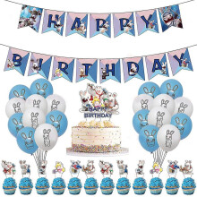 34pcs Rayman Raving Rabbids Balloon Kit Party Latex Balloons With Banner Cake Toppers For Birthday