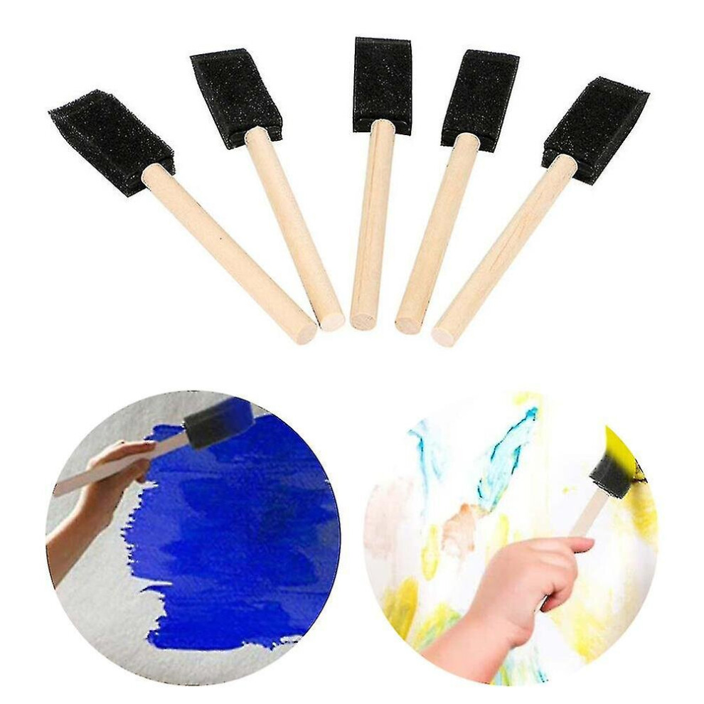 Foam Sponge Brushes Wooden Handle Paint Drawing Crafts Artist Tools