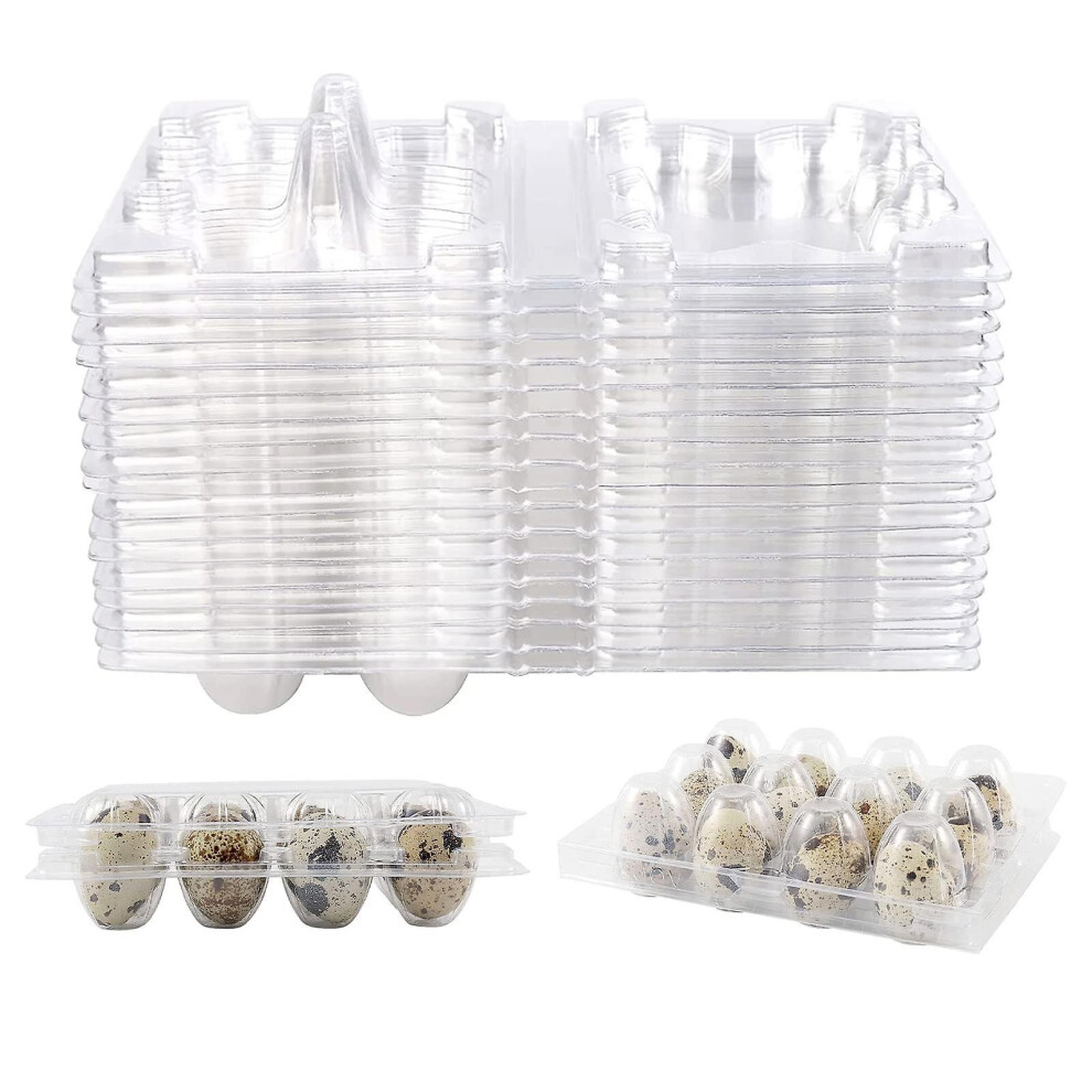 100 Pcs Quail Egg Boxes Stackable Egg Storage Box 12 Girds Quail Egg Container Clear Egg Carrier Box For Small Eggs, Quail, Pheasant, Pigeon Eggs