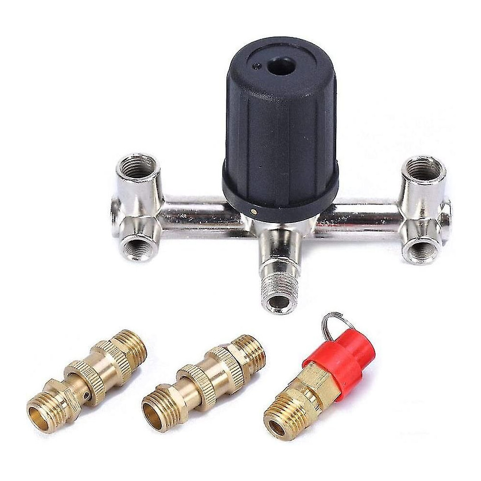 Air Compressor Pressure Switch Double Outlet Tube Air Compressor Switch Pressure Regulator Valve Fit Part With Bracket