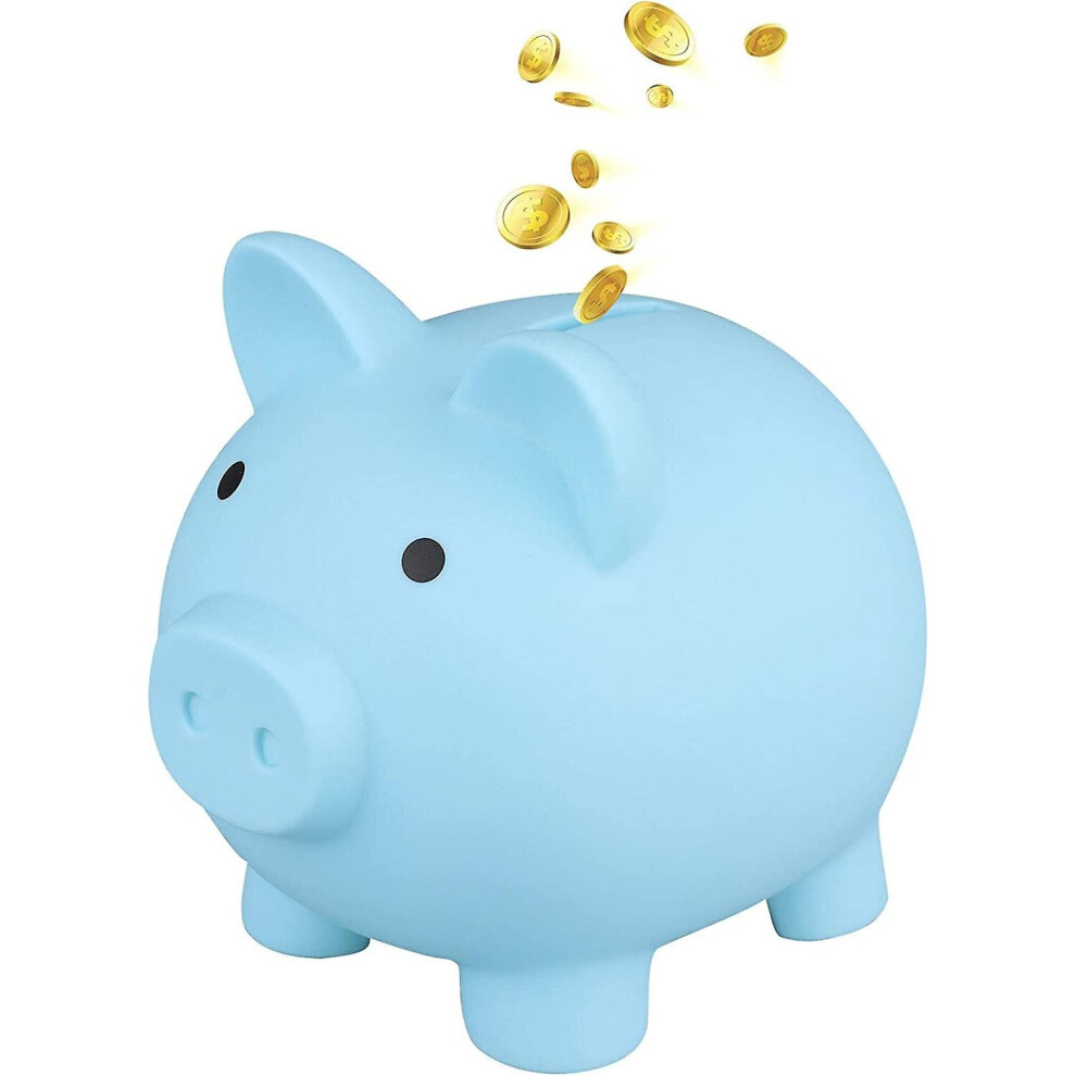 1Pc Cute Piggy Bank Plastic Pig Money Bank Piggy Bank Pig Money Box Coin Bank Plastic Saving(Big) (Blue) Blue