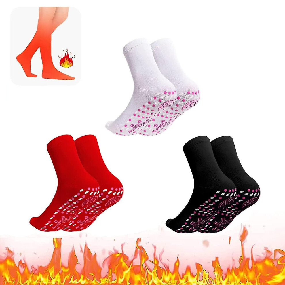 3 Pair Afiz Tourmaline Acupressure Self-heating Slimming Health Sock, Foot Massage Thermotherapeutic Socks