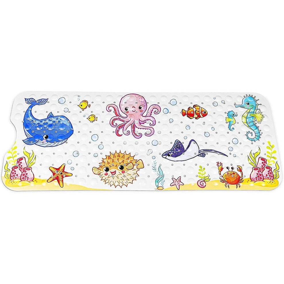 Cartoon Non-slip Kids Bathtub Mat, Extra Long Bath Mats - 40x100cm, Shower Mat Non-slip Mat With Suction Cup, Drainage Holes, Perfect Bath Mat For Kid