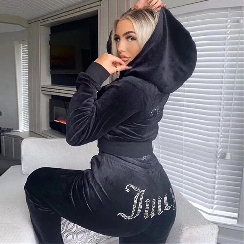 (Women Velvet Juicy Tracksuit Couture Tracksuit Two Piece Set Couture ...