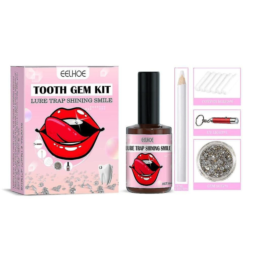 Tooth Crystal Set With Curing Lamp And Glue, 20 Piece Crystal Jewelry Starter Set