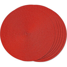 Dining Table Set Of 6 Red Round Braided Placemats For Dining Tables Heat Resistant Woven Washable Non-slip Placemats 38cm