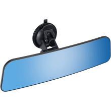 12'' Large Anti Glare Rear View Mirror With Suction Cup, Stick On Universal Frameless Inside Rearview Blue Mirror With Panoramic Wide Angle Mounted On - Refurbished