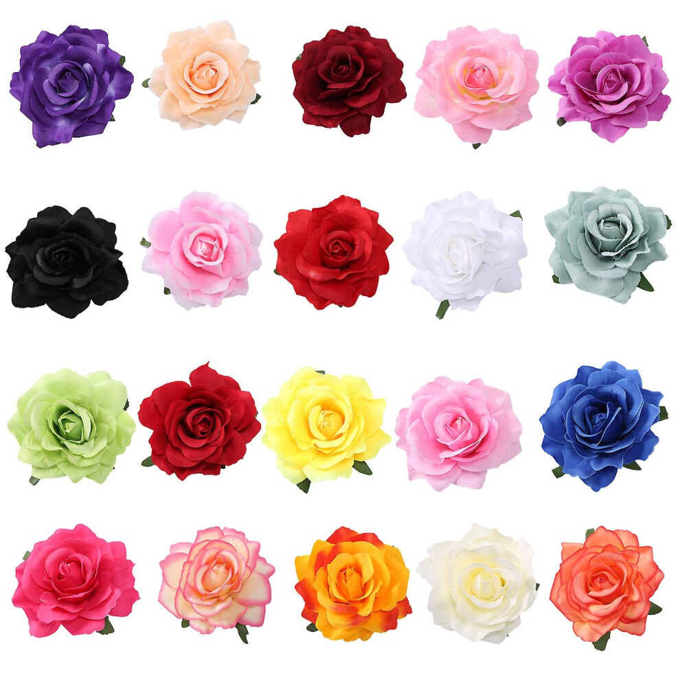 15 Pieces Rose Flower Hairpin Hair Clip Flower Pin Up Flower Broochrandom Color (a-1b)