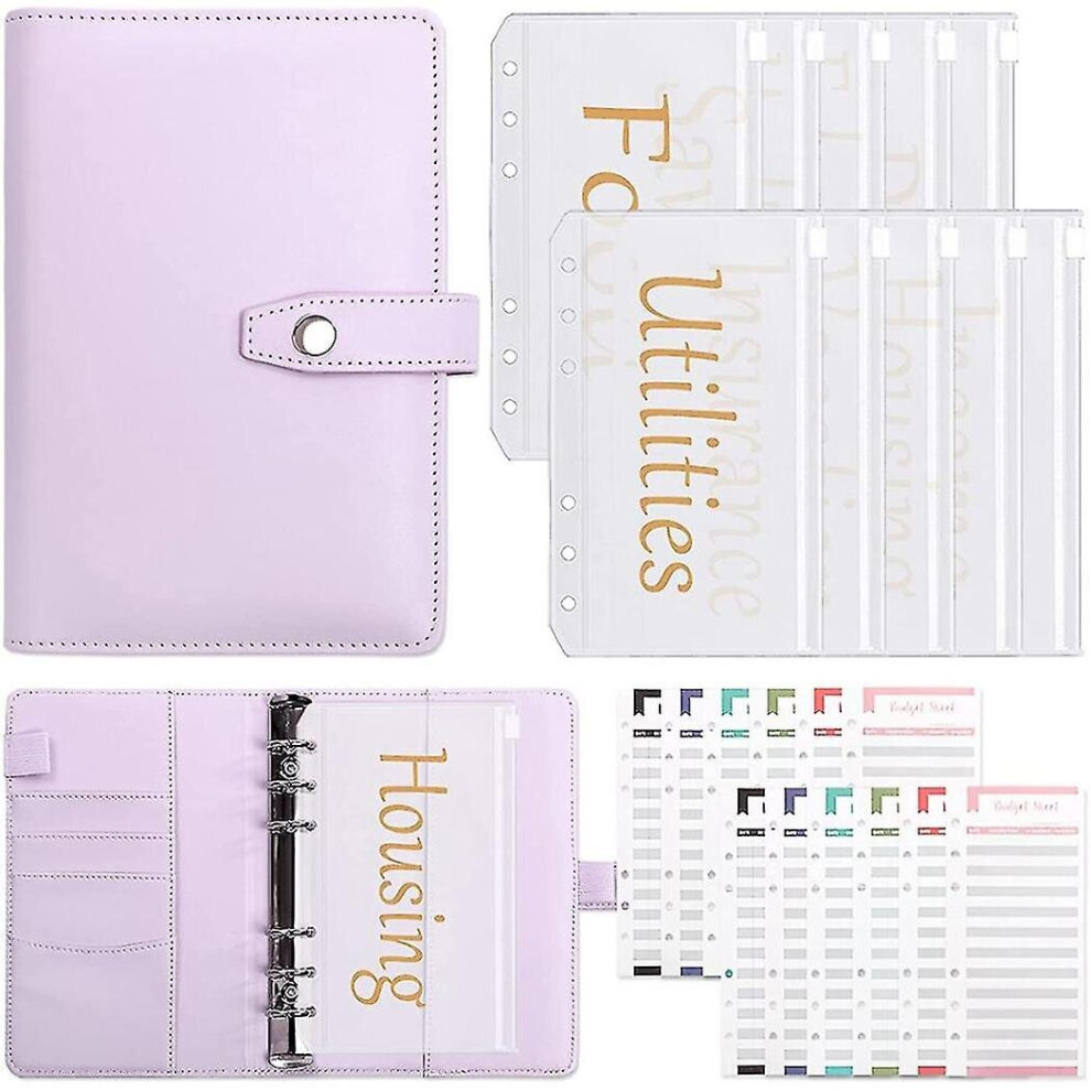 Budget Binder With Zipper Envelopes,Cash Envelopes For Budgeting,Money Organizer For Cash,Money Env Golden