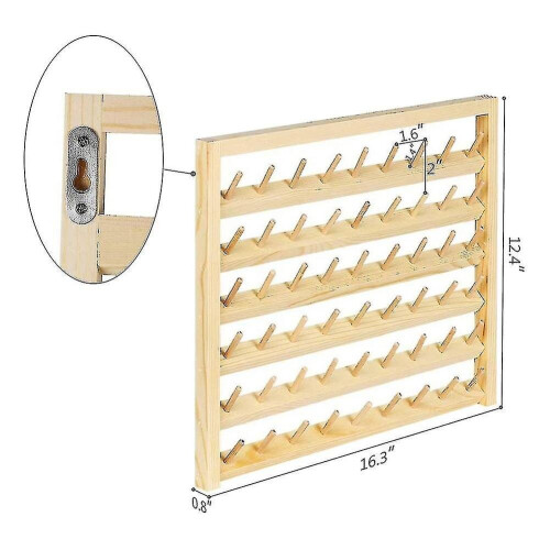 54 Spool Sewing Thread Stand, Wall Mount Sewing Thread Stand With Hook, Wooden Embroidery Organizer 2