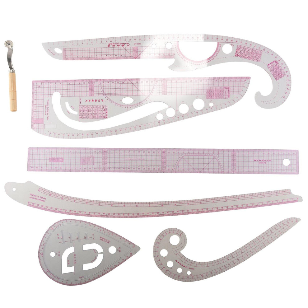 7pcs/set Ruler Tailor Measuring Kit Clear Sewing Drawing Ruler Yardstick Sleeve Arm French Set Cutt