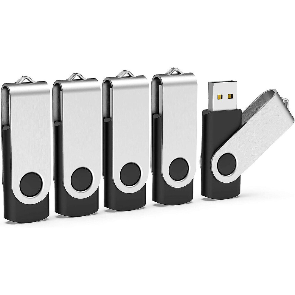5 Pack 32gb Usb Memory Stick Usb 2.0 Flash Drive Thumb Drives Swivel Cap Pen Drives (black)