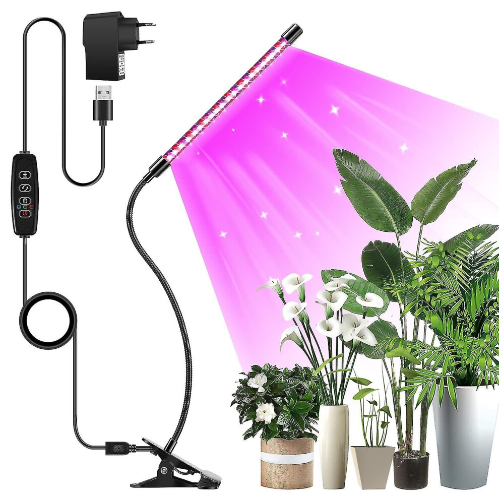 Plant Lamp Led, 20 Leds Plant Full Spectrum, 1 Heads Plant Led Grow Lamp 3 Modes, 10 Dimming Levels, Timer, 360 Adjustable, Growth Light